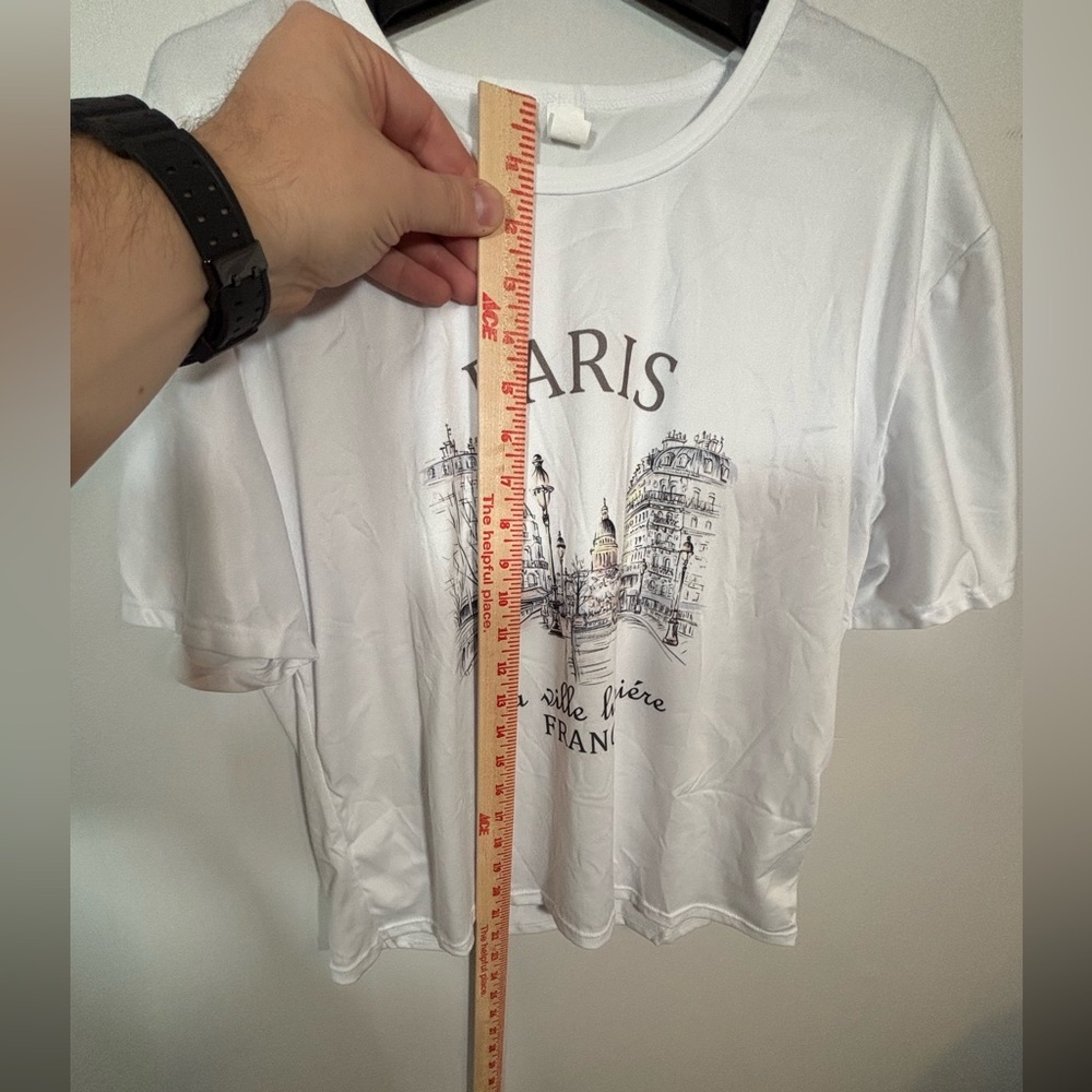 Paris Graphic Tee La Ville Lumière France White Short Sleeve Shirt L - Picture 5 of 8